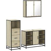 Berkfield Home 3 Piece Bathroom Furniture Set Sonoma Oak Engineered Wood in Light Tan