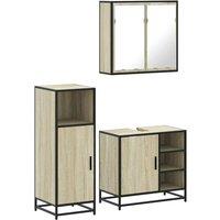 Berkfield Home 3 Piece Bathroom Furniture Set Sonoma Oak Engineered Wood in Light Tan
