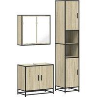 Berkfield Home 3 Piece Bathroom Furniture Set Sonoma Oak Engineered Wood in Tan