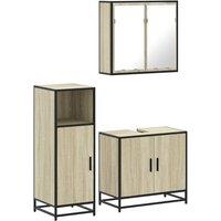 Berkfield Home 3 Piece Bathroom Furniture Set Sonoma Oak Engineered Wood in Light Tan