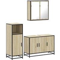 Berkfield Home 3 Piece Bathroom Furniture Set Sonoma Oak Engineered Wood in Brown