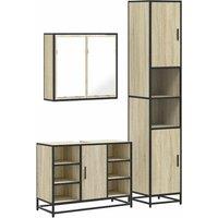 Berkfield Home 3 Piece Bathroom Furniture Set Sonoma Oak Engineered Wood in Brown