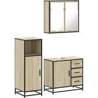 Berkfield Home 3 Piece Bathroom Furniture Set Sonoma Oak Engineered Wood in Light Oak