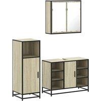 Berkfield Home 3 Piece Bathroom Furniture Set Sonoma Oak Engineered Wood in Light Tan
