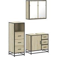 Berkfield Home 3 Piece Bathroom Furniture Set Sonoma Oak Engineered Wood in Brown