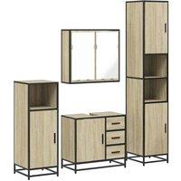 Berkfield Home 4 Piece Bathroom Furniture Set Sonoma Oak Engineered Wood in Light Beige