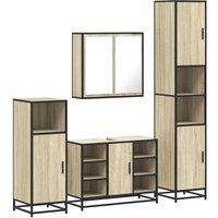 Berkfield Home 4 Piece Bathroom Furniture Set Sonoma Oak Engineered Wood in Light Brown