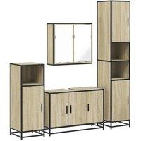 Berkfield Home 4 Piece Bathroom Furniture Set Sonoma Oak Engineered Wood in Brown