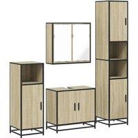 Berkfield Home 4 Piece Bathroom Furniture Set Sonoma Oak Engineered Wood in Brown