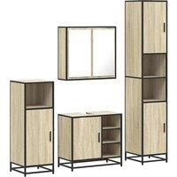 Berkfield Home 4 Piece Bathroom Furniture Set Sonoma Oak Engineered Wood in Light Tan