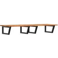 Berkfield Home Basin Shelf Wall Mounted Steel & Solid Wood Acacia in Brown