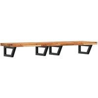 Berkfield Home Basin Shelf Wall Mounted Steel & Solid Wood Acacia in Brown