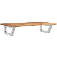 Berkfield Home Basin Shelf Wall Mounted Steel & Solid Wood Acacia in Brown