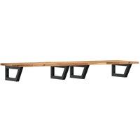 Berkfield Home Basin Shelf Wall Mounted Steel & Solid Wood Acacia in Brown