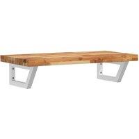 Berkfield Home Basin Shelf Wall Mounted Steel & Solid Wood Acacia in Brown