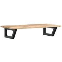 Berkfield Home Basin Shelf Wall Mounted Steel & Solid Wood Acacia in Brown
