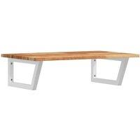 Berkfield Home Basin Shelf Wall Mounted Steel & Solid Wood Acacia in Brown
