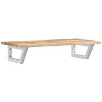 Berkfield Home Basin Shelf Wall Mounted Steel & Solid Wood Acacia in Brown