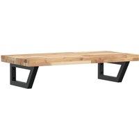 Berkfield Home Basin Shelf Wall Mounted Steel & Solid Wood Acacia in Brown