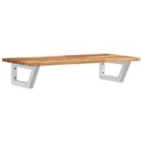 Berkfield Home Basin Shelf Wall Mounted Steel & Solid Wood Acacia in Brown