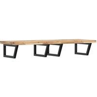 Berkfield Home Basin Shelf Wall Mounted Steel & Solid Wood Acacia in Brown