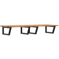 Berkfield Home Basin Shelf Wall Mounted Steel & Solid Wood Acacia in Brown