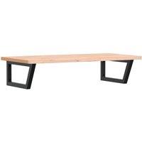 Berkfield Home Basin Shelf Wall Mounted Steel & Solid Wood Beech in Light Brown