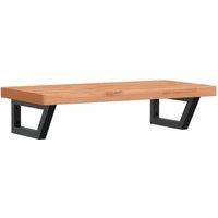 Berkfield Home Basin Shelf Wall Mounted Steel & Solid Wood Beech in Brown