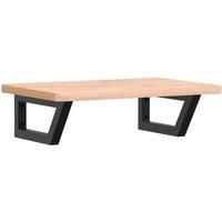 Berkfield Home Basin Shelf Wall Mounted Steel & Solid Wood Beech in Brown