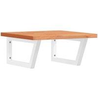 Berkfield Home Basin Shelf Wall Mounted Steel & Solid Wood Beech in Brown