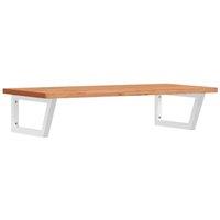 Berkfield Home Basin Shelf Wall Mounted Steel & Solid Wood Beech in Brown