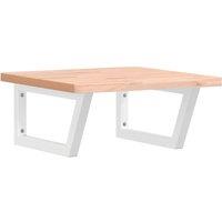 Berkfield Home Basin Shelf Wall Mounted Steel & Solid Wood Beech in Natural