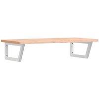 Berkfield Home Basin Shelf Wall Mounted Steel & Solid Wood Beech in Brown