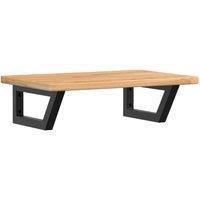 Berkfield Home Basin Shelf Wall Mounted Steel & Solid Wood Oak in Brown
