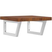 Berkfield Home Basin Shelf Wall Mounted Steel & Solid Wood Oak in Brown