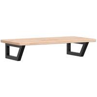 Berkfield Home Basin Shelf Wall Mounted Steel & Solid Wood Oak in Light Brown