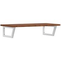Berkfield Home Basin Shelf Wall Mounted Steel & Solid Wood Oak in Brown