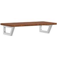 Berkfield Home Basin Shelf Wall Mounted Steel & Solid Wood Oak in Brown