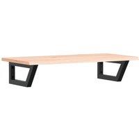 Berkfield Home Basin Shelf Wall Mounted Steel & Solid Wood Oak in Brown