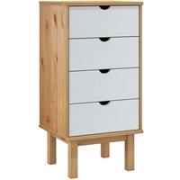 Berkfield Home Drawer Cabinet OTTA Brown&White 45x39x90cm Solid Wood Pine in White | Size: 45 x 39 x 90 cm