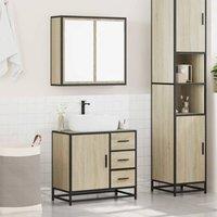 Berkfield Home Durable 2 Piece Bathroom Furniture Set Sonoma Oak Engineered Wood in Light Tan