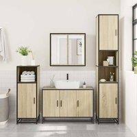 Berkfield Home Durable 3 Piece Bathroom Furniture Set Sonoma Oak Engineered Wood in Light Brown