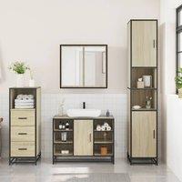 Berkfield Home Durable 3 Piece Bathroom Furniture Set Sonoma Oak Engineered Wood in Light Tan