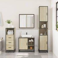 Berkfield Home Durable 3 Piece Bathroom Furniture Set Sonoma Oak Engineered Wood in Light Brown