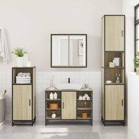 Berkfield Home Durable 3 Piece Bathroom Furniture Set Sonoma Oak Engineered Wood in Light Tan
