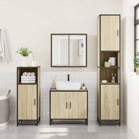 Berkfield Home Durable 3 Piece Bathroom Furniture Set Sonoma Oak Engineered Wood in Light Tan