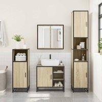 Berkfield Home Durable 3 Piece Bathroom Furniture Set Sonoma Oak Engineered Wood in Light Tan