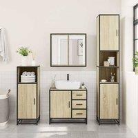 Berkfield Home Durable 3 Piece Bathroom Furniture Set Sonoma Oak Engineered Wood in Tan