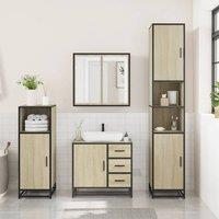 Berkfield Home Durable 3 Piece Bathroom Furniture Set Sonoma Oak Engineered Wood in Light Oak