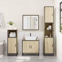 Berkfield Home Durable 3 Piece Bathroom Furniture Set Sonoma Oak Engineered Wood in Light Tan